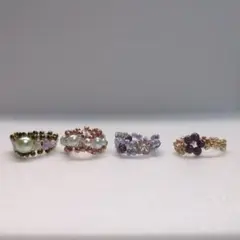 ハンドメイドビーズリング 4点セット