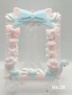 ホイップデコ　B8 硬質カードケース　ネコ耳　ピンク　ブルー　リボン　ハート