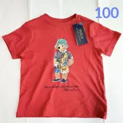 ラスト1点◇ラルフローレン ポロベア ロゴコットンTシャツ レッド 3T/100