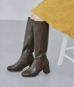 スクエアトゥヒールロングブーツ