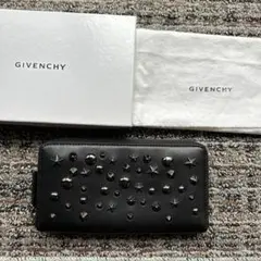 ✨極美品✨　GIVENCHY 長財布　ラウンドファスナー　スタッズ　ロゴ金具　黒 極美品 GIVENCHY 長財布 ラウンドファスナー スタッズ ロゴ金具 黒