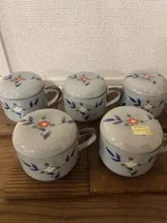 茶碗蒸し器　5客　まるほんとーき　バラエティセット　木製プレート付のサムネイル