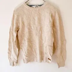 H&M 【M】長袖ニットセーター ホワイト white 白 ワッフル編み