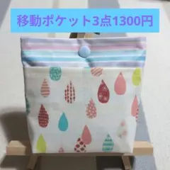 カラフルしずく×ストライプ　ラミネートふたなし移動ポケット　No,121
