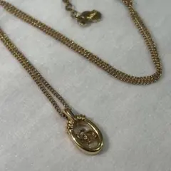 希少 Christian Dior ディオール ネックレス オーバル ロゴ 楕円