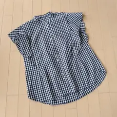 any FAM ノーカラーギンガムチェックフレアスリーブシャツのサムネイル