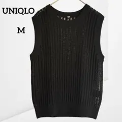 【ユニクロ】メッシュクルーネックショートセーター ノースリーブ シンプル M