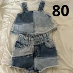 BabyGAP パッチワーク　デニム　ビスチェ　ショートパンツ　セットアップ