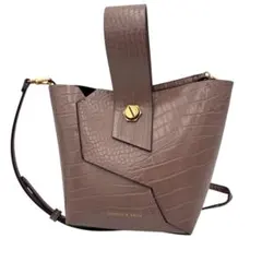 チャールズアンドキース　2way くすみピンク　バッグ　クロコ柄　ハンドバッグ