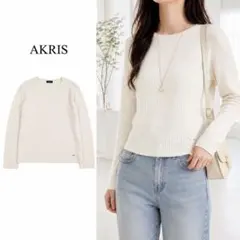 T598 美品 2XL アクリス ロゴプレート 大きいサイズ ニット レディースのサムネイル