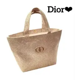 ディオール Dior ノベルティ ストロー トートバッグ 刺繍 - メルカリ