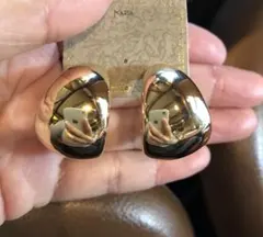 【No.104】上品アンティーク調ゴールド太楕円リングフープピアス新品シンプル♡