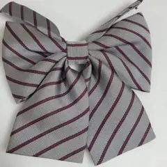制服リボン グレー ワインレッド ストライプ リボン