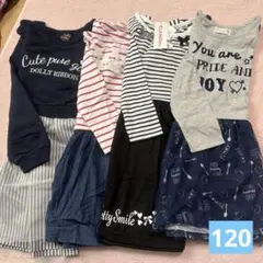 女の子　まとめ売り　120 重ね着風ワンピース　ボーダー　ストライプ　シフォン