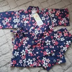 花柄 甚平 110cm 紺色