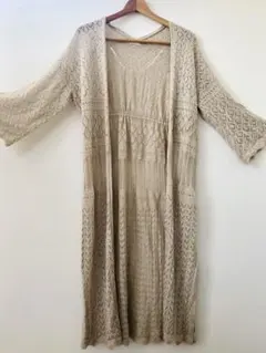 【良品】GU　レース　ニット　ロング　カーディガン　七分袖　Mサイズ　春用