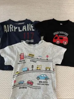3枚セット Tシャツ 航空機・消防車・車　90〜95サイズ