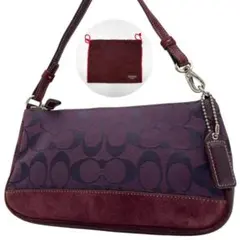 美品 コーチ バッグ アクセサリーポーチ キャンバス シグネチャー 6094