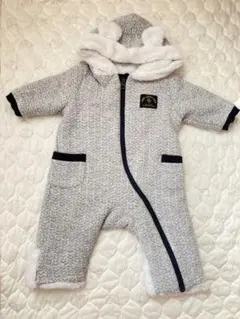 フード付きグレーアウター　ジャンプスーツ