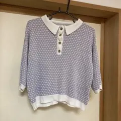 薄紫　半袖ニット　XLサイズ