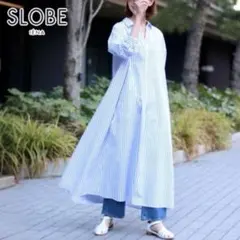 SLOBE IENA ストライプ シャツワンピース ロング丈のサムネイル