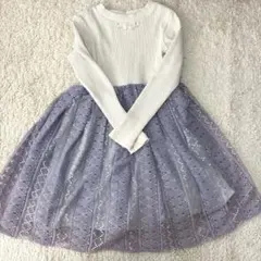 アプレレクール　起毛レースドッキング長袖ワンピース