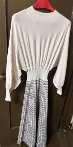 grl ジャガード柄 モックネックニットワンピース