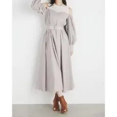 rienda レイヤードオフショルフレアOP