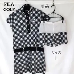 ​美品 フィラゴルフ ワンピース セットアップ インナー付 チェック L 黒