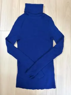 UNIQLO メリノリブタートルネックセーター 青　S
