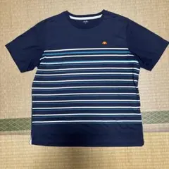 エレッセ ellesse メンズ　Tシャツ　L ネイビー　白とグリーンのボーダー