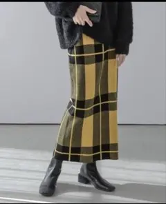 シュガービスケット　イエロー チェックニットスカート