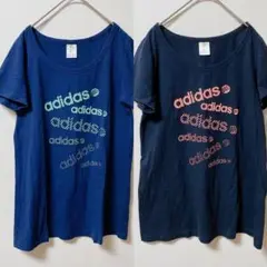 【美品】アディダスネオ　Tシャツ　ロゴ入　オーバーサイズ　ユニセックス　黒　紺M