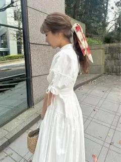 【今だけプレゼント付❁⃘】リリーブラウン バブルスリーブ フレアシャツワンピース