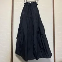 フレアロングスカート 黒