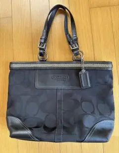 COACH・SOHO・シグネチャー×レザー・トートバッグ・ブラック