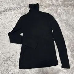 GU ジーユー タートルネック セーター リブニット L ブラック