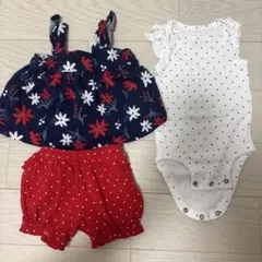 Carter's 花柄トップスとドット柄ブルマ 3m