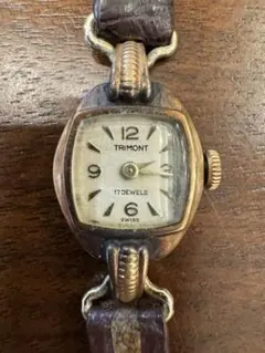 TRIMONT 14K 585 17石手巻きレディース腕時計 稼働品交換ベルト付 