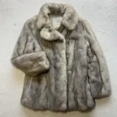 美品 EMBA エンバ シェアード ミンク スタンドカラー M シルバー 美品 EMBA エンバ シェアード ミンク スタンドカラー M シルバー