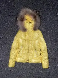 ファー付き　ダウンジャケット　光沢　Y2K お兄系　グランジ　ギャル男　平成　黄