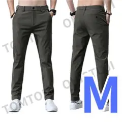 メンズ パンツ М ダークグリーン ストレッチ　ゴルフ　登山　釣り　オフィス