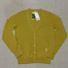 【新品】UNIQLO ライトVネックカーディガン M イエロー系　ユニクロ