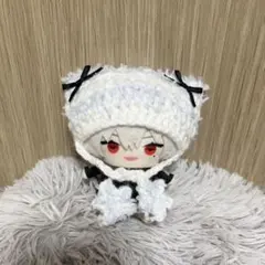 にじぱぺっと 猫耳ニット帽 ボーダー ぬい服 白×水色