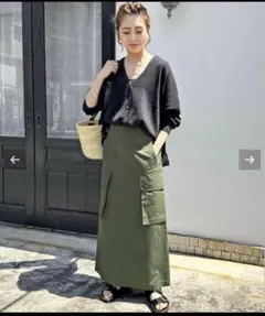 定価14300円 Spick & Span カーゴポケットIラインスカート 38のサムネイル