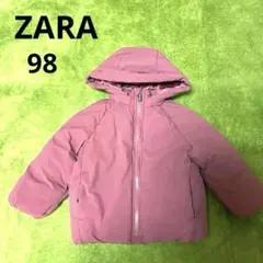 ダウン　暖か　98　ZARA フード　ダウンコート 2-3歳 女の子　テラコッタ