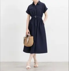 【新品・試着のみ】CINEMATIQ 汗染み防止ジップワンピ ネイビー ロング 新品・試着のみ】CINEMATIQ 汗染み防止ジップワンピ ネイビー ロング