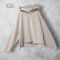 【GU ジーユー】　ダブルフェイススリットパーカ　ベージュ　ゆったり　シンプルのサムネイル