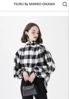 TSURU by mariko oikawa バックリボンチェックブラウスのサムネイル