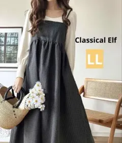 【Classical Elf】キャミワンピース XL チャコールグレー×ブラック